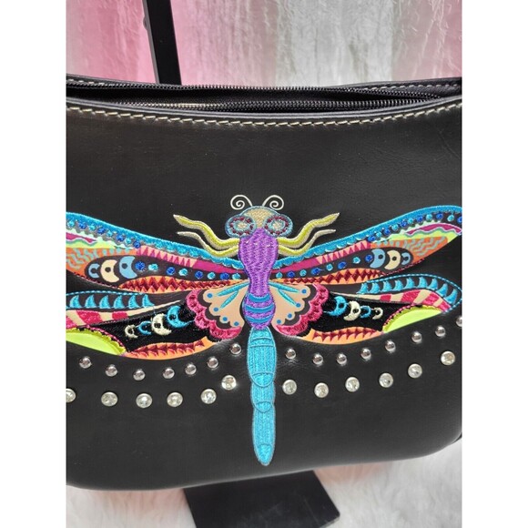 Dragonfly Colorful Embroidered Handbag Chrystal Conceal Carry Purse - Picture 3 of 8